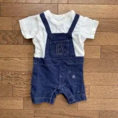 アプレレクール オーバーオール風ロンパース ネイビー クマ刺繍