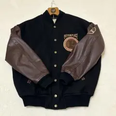 ヴィンテージ　ペイトンプレイススポーツ　牛革　スタジャン　刺繍　ウール　ブラウン ヴィンテージ ペイトンプレイススポーツ 牛革 スタジャン 刺繍