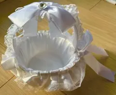 【一度だけ使用】ウエディングバスケット リングガール かご リボン付
