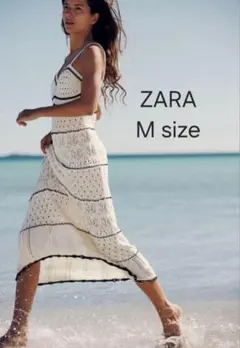 【美品】ZARA レース編みキャミワンピース Mサイズ