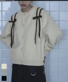 配色リボンニットカーディガン miette ミエット titivate