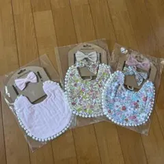 メ*ミ様 スタイ3点セット　リボン付き