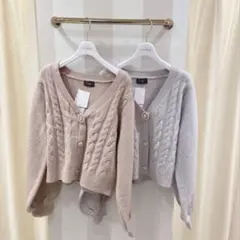 evelyn 長袖カーディガン ベージュピンク