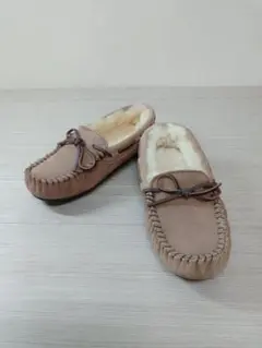 エミュー　ベージュ スエード モカシン ボア　レディース　サイズ22.5(5)