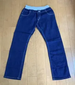 ☆美品☆ ベルメゾン　デニム　ウエストゴム　ネイビー　紺　長ズボン　綿