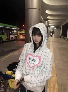 ナイスクラップ 【UVカット】ロゴ刺しゅうパーカー ドット ホワイト