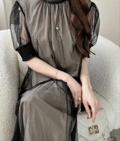 シースルー グレー ワンピース