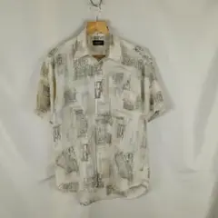 VARSON　半袖シャツ　Mサイズ　生成り　グレー　B3384