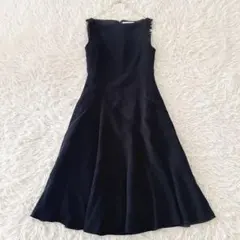 ‘23年 アディアム✨ボートネック チャンバードレス ワンピース ストレッチ 黒