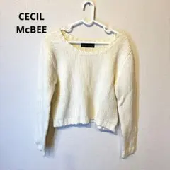 CECIL McBEE アイボリー クルーネックニット　ショート丈　セーター