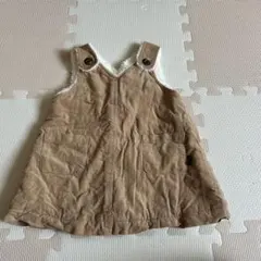 ブラウンコーデュロイノースリーブドレス