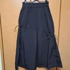 ナイロン フレアロングスカート 黒