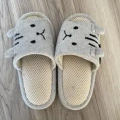 猫デザイン ルームシューズ スリッパ グレー