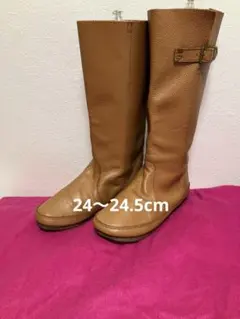 シボ革レザー　本革　ロングブーツ　L