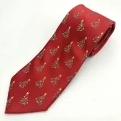 HALLMARK ネクタイ クリスマス クリスマスツリー 総柄 古着 赤