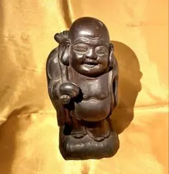 福助】商売繁盛、縁起物木彫り彫刻 高さ25cm（ 値下げです