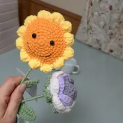 ひまわりとバラのあみぐるみ