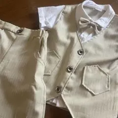 ベージュ ストライプ フォーマルベスト 子供用 サイズ120