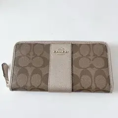 COACH コーチ シグネチャー ラウンドファスナー長財布 ブラウン ゴールドのサムネイル