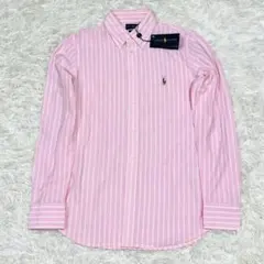 未使用タグ付✨ラルフローレン ニットオックスフォード ピンクストライプ Lサイズ