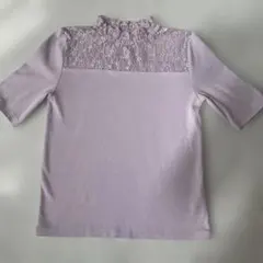 レース切り替えフリル襟半袖Tシャツ