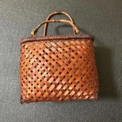 竹製 編み込みデザイン バスケット