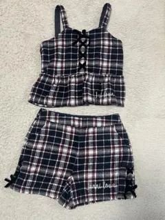 Jenni love チェック柄タンクトップ＆ショートパンツセット