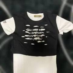 ブラック クロップドTシャツ メッセージプリント