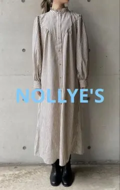 NOLLYE'S ノーリーズ　ストライプフリル襟ワンピース