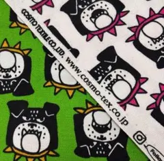 綿プリント　オックス　いぬ柄　２色 ブルドッグ　コスモテキスタイル