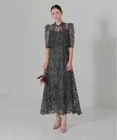 【LEJA】フロントオープンバックプリーツボレロキャミワンピセットアップドレスM