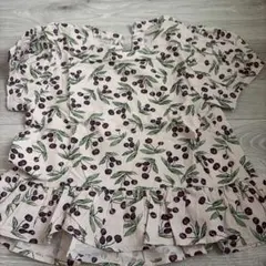 チェリー柄フリル付き半袖トップス　110 petit main