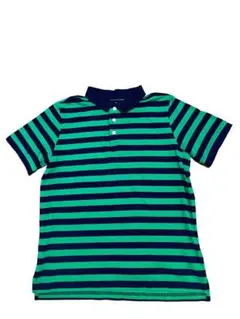 LL Bean 緑と青のストライプ ポロシャツ L