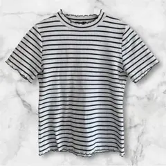 INGNIイング ボーダー柄半袖カットソー Tシャツ M 白×黒 フリル