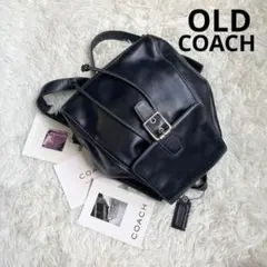 極美品 COACH オールドコーチ 黒 ブラック 巾着 フラップ flap 革