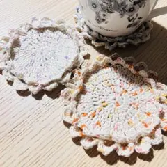 蓮の花❁⃘*.゜お花のコースター3色セット ドイリー コットン100％