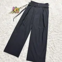 MAISON SANS TITRE【Ⅿ】ウール羊毛　ワイドパンツ　ベルト付き　黒