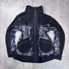 【一点物】シースルー ブルゾン ジャケット 総柄 透け感 メッシュ 個性派 夏秋のサムネイル