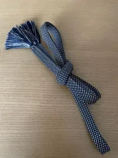 正絹【帯締め】紺色系 ドット柄