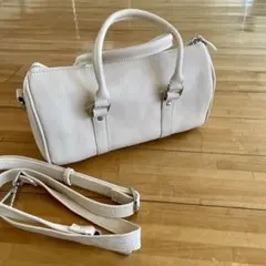 ミニボストンバッグ ショルダーバッグ 2way レザー 牛革 ホワイトベージュ