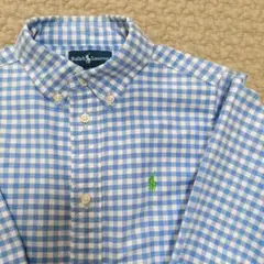 ◇Ralph Lauren 青と白の長袖チェックシャツ 　120-130cm◇