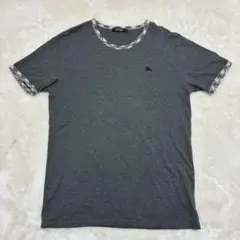 BURBERRY バーバリー ノバチェック襟 ホースロゴ刺繍　Tシャツ　グレーのサムネイル