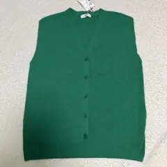 タグ付き　PAGEBOY Vネック　カーディガン　ベスト　グリーン　F