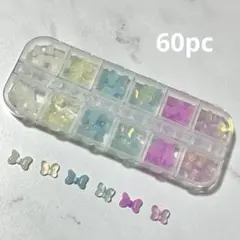 新品未使用⬛︎リボン60個SETまとめ売り3Dネイルパーツデコパーツミニーちゃん