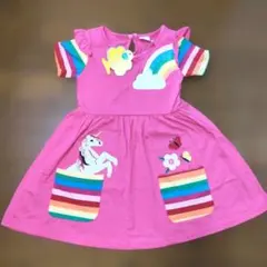 ユニコーン ピンク ワンピース 虹色 新品未使用 100 110 女の子