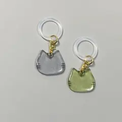 【4】ハンドメイド　猫　アンブレラマーカー　チャーム　２個セット