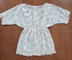 匿名発送*新品*タグ*総レース*チュニック*5分袖*花柄*シースルー*カットソー