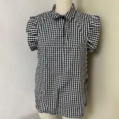srm181 ZARAギンガムチェック 半袖シャツ フリル付き