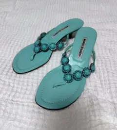 MANOLO BLAHNIK ☆37.5☆トングサンダル ライトブルー 2026年最新】MANOLO BLAHNIK カラー：ブルー系 レディース トング