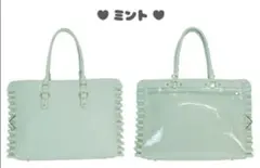 ザッカマート A3ハートバックルフェイクレザーフリルトートバッグ 痛バ ミント